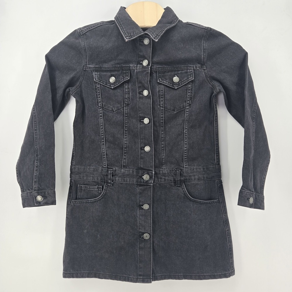 NWT ZARA ZOE Denim Mini Dress  Women's Medium Button Down Blackwash Long Sleeve